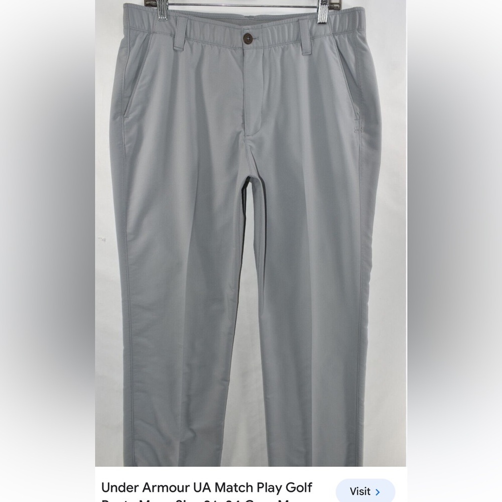 UNDER ARMOUR Pants Loose Fit Match Play Steel Gray Stretchy Golf Pants 32x32